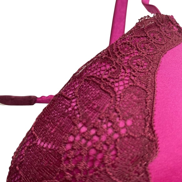 Victoria's Secret Very Sexy Push Up Bra Plum Burgundy Lace Trim 34C - Picture 3 of 8